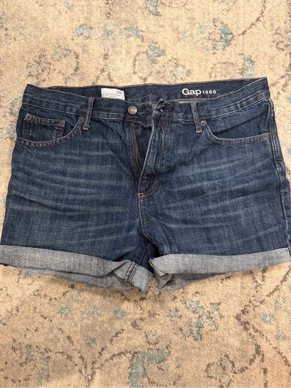 GAP 1969 Dark Blue Denim Roll-Cuff Women's Shorts - 29R